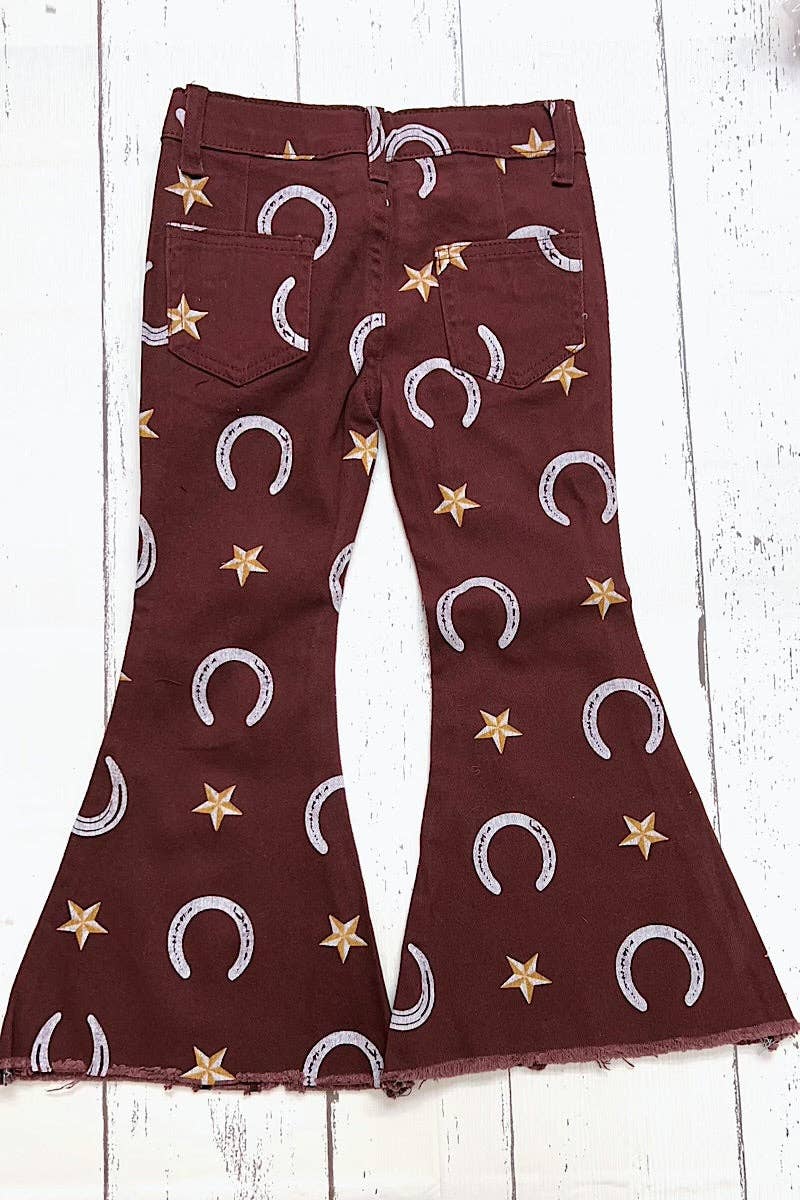 HORSESHOE & STAR PRINTED BOOTCUT DENIM