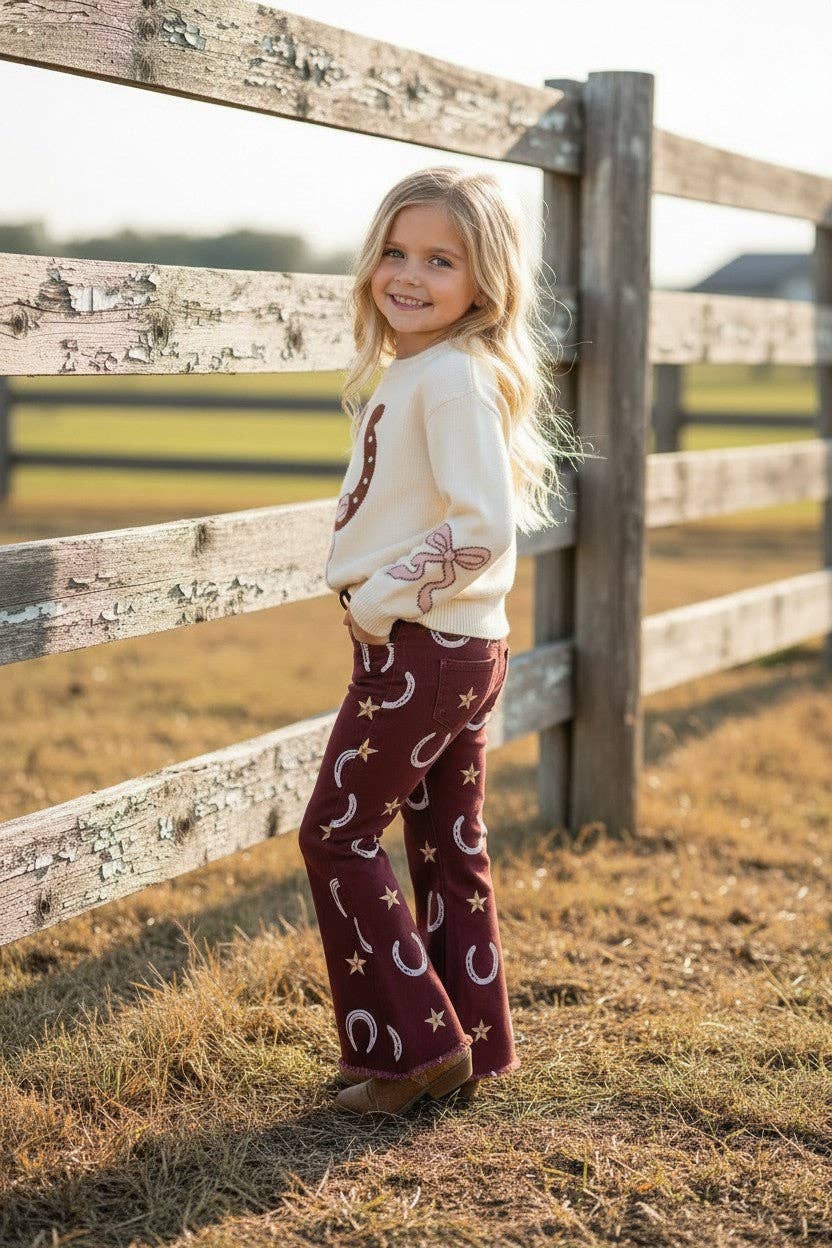 HORSESHOE & STAR PRINTED BOOTCUT DENIM