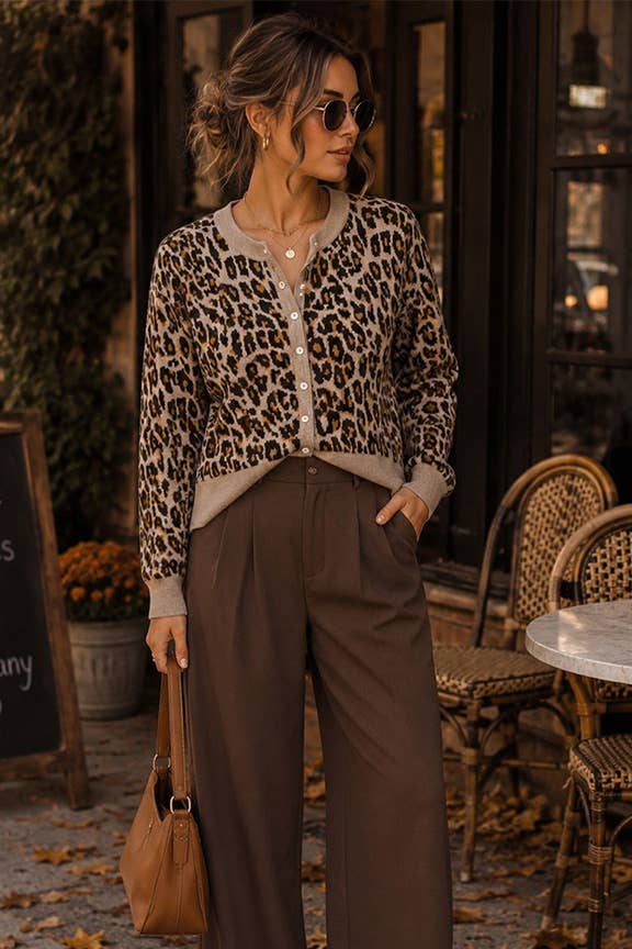 Leopard Print Knit Cardigan