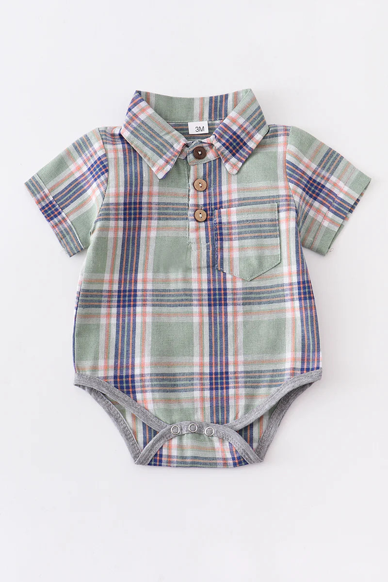 Asher Plaid Baby Romper