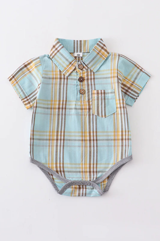 Asher Plaid Baby Romper