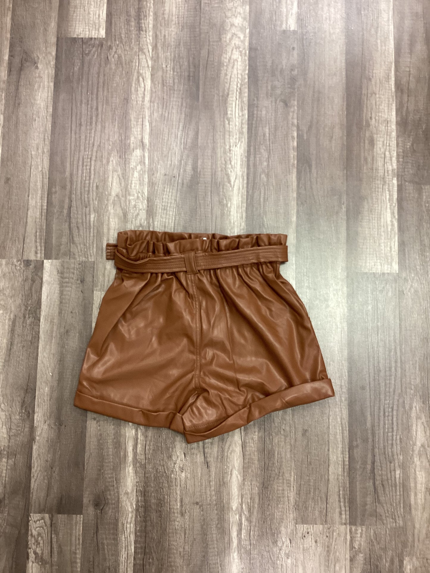 Brown Pleather Shorts