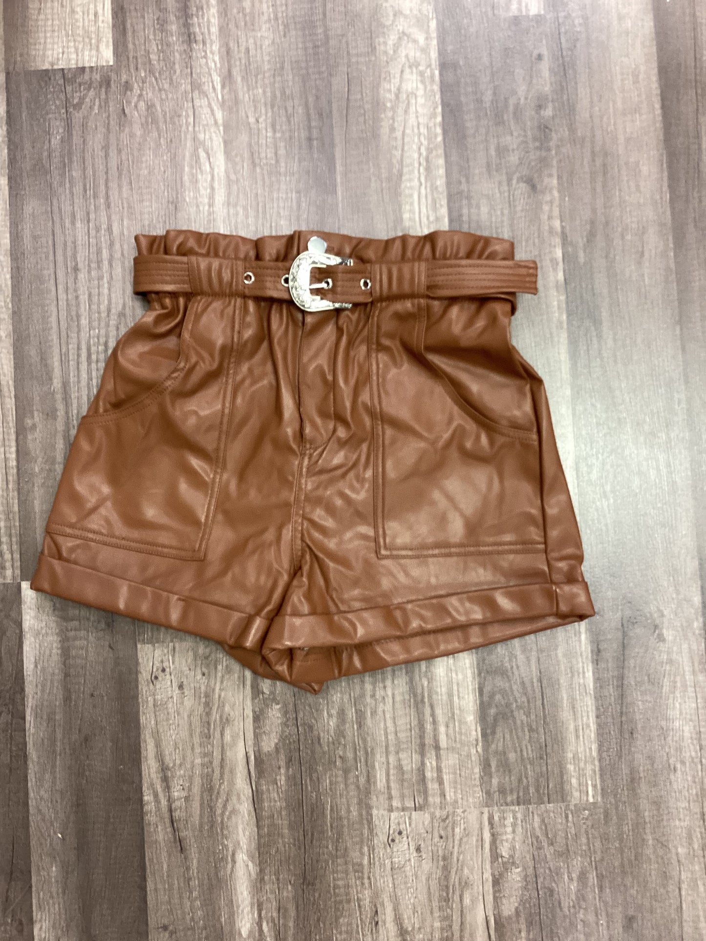 Brown Pleather Shorts