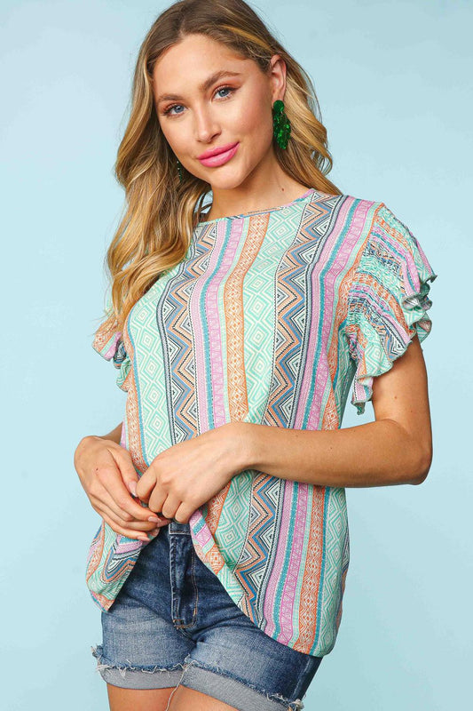 Seafoam Smocked Top