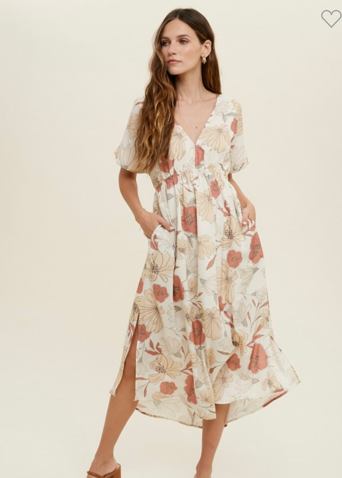 Cream floral midi