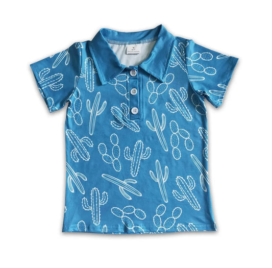 Boys Blue Cactus Western Shirt